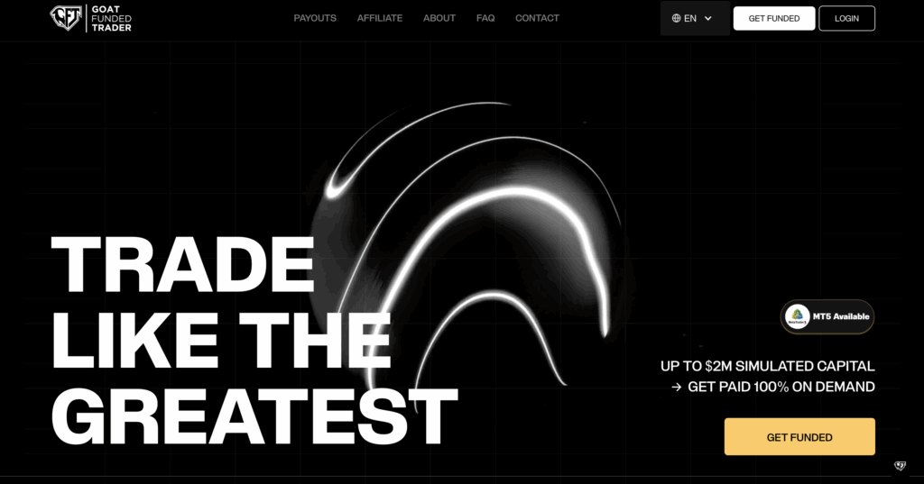 Goat Funded Trader proprietary trading platform, challenges, dashboard, and rules - Preview 1